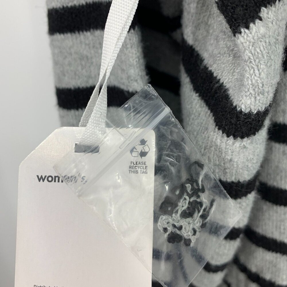 Stylus Sweater Gray Black Stripe V Neck Long Sleeve Pullover NWT - Picture 12 of 12